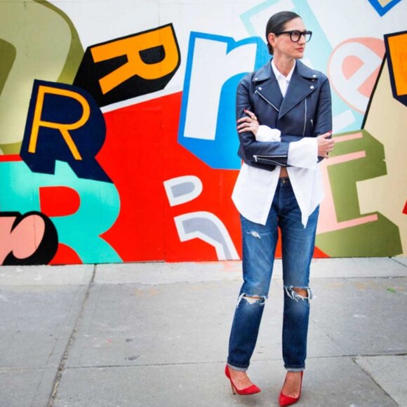 J. Crew Collection Leather Moto Jacket - Navy 2 - Picture 3 of 12